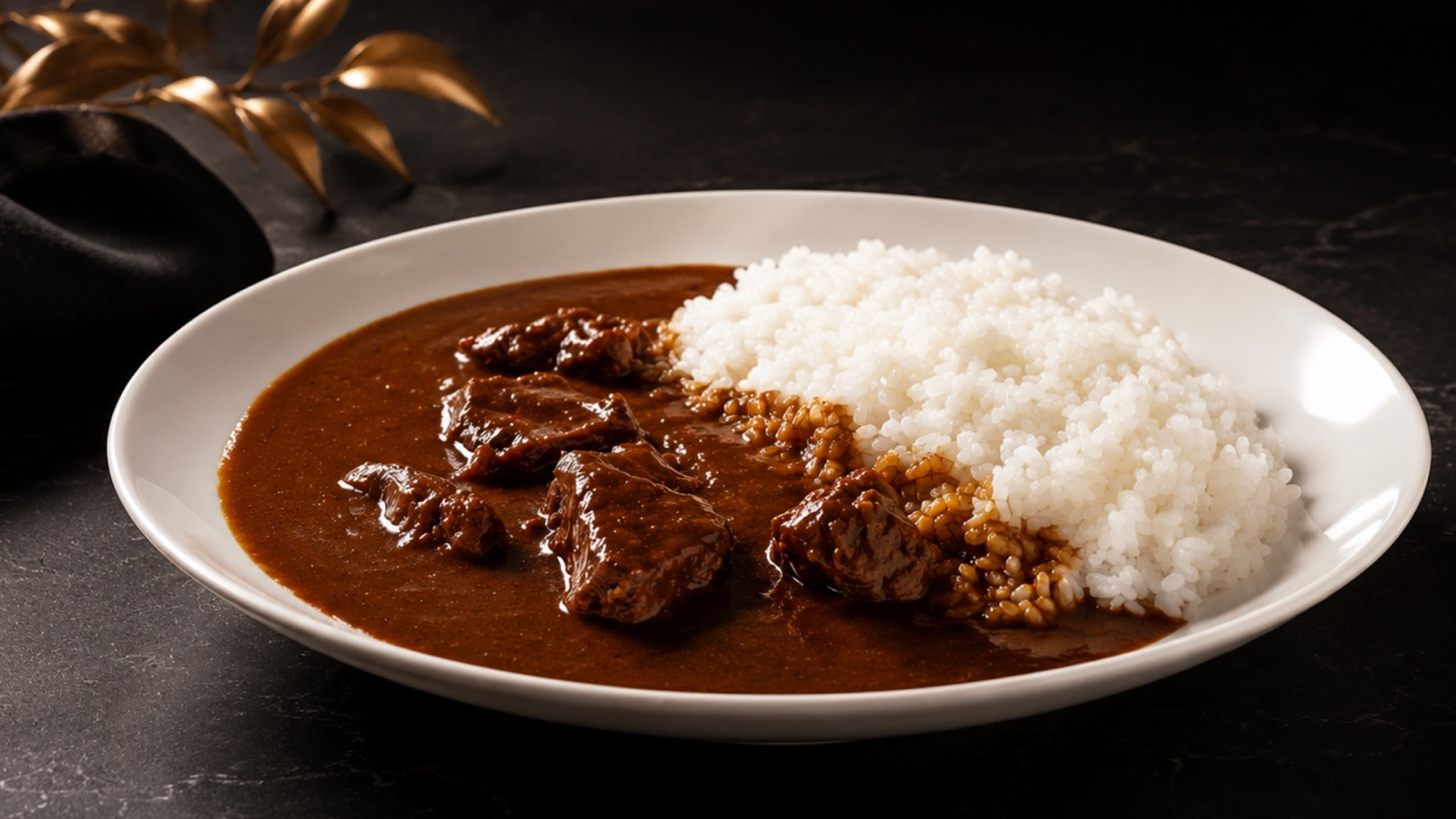 皿に盛った国産牛スパイシーカレー