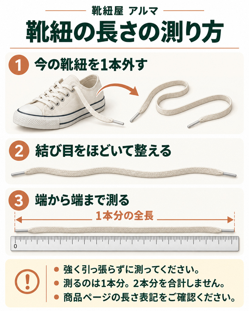 靴紐の長さの測り方