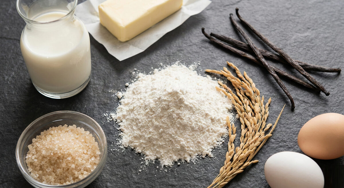 米粉と素材のイメージ：シンプルで上質な雰囲気