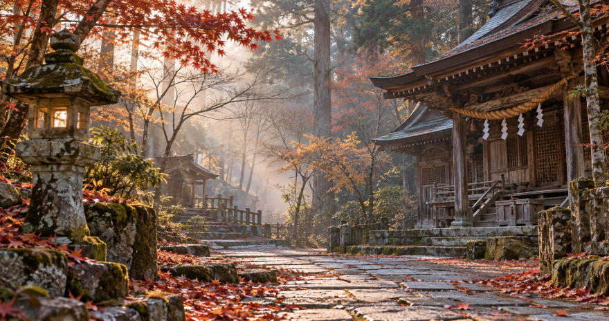晩秋の静かな神社の境内（イメージ）
