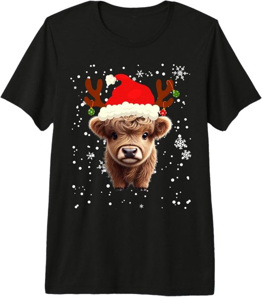 クリスマスのハイランド牛のTシャツ
