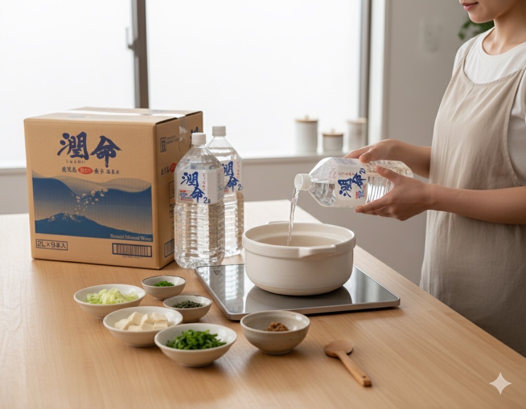 潤命の水を料理に使っている様子