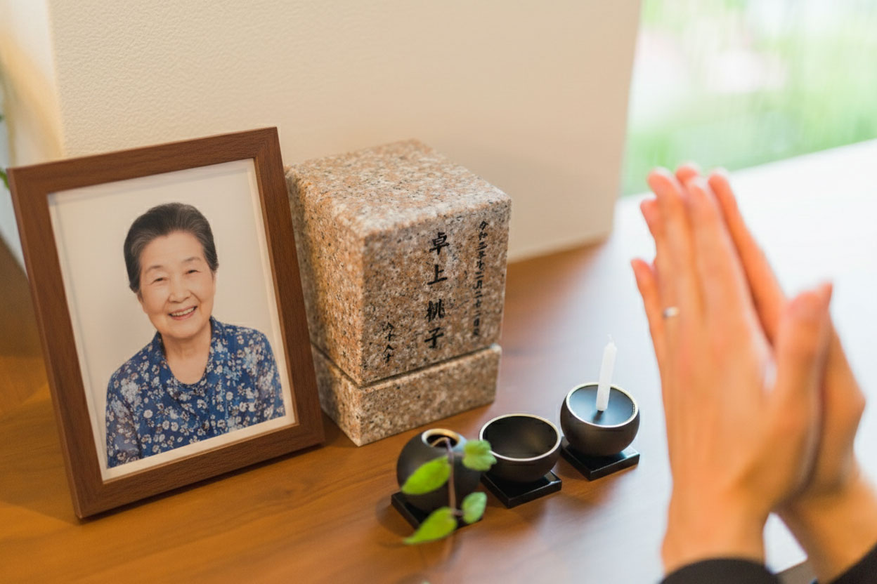 リビングの窓際に置かれた卓上墓