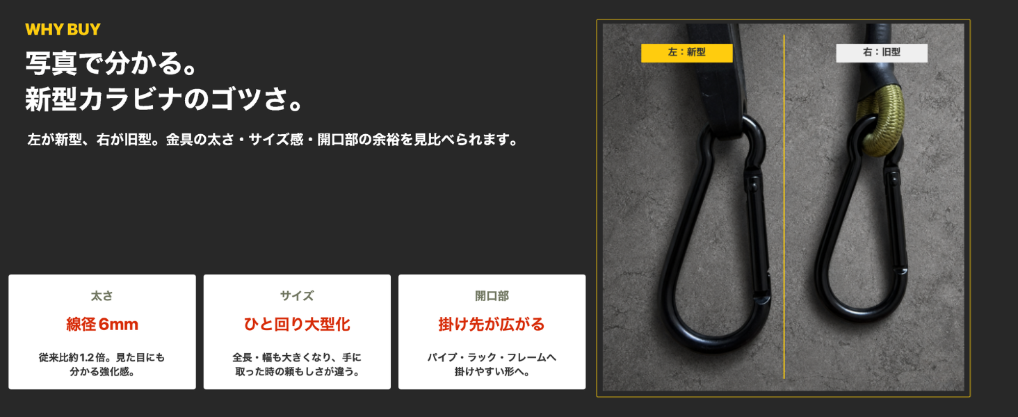 MTRAIL 調節式 強化大型カラビナフック ゴムバンド 商品詳細 3